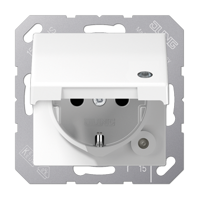 Розетка SCHUKO з кришкою і захисними шторками SILVER PLUS