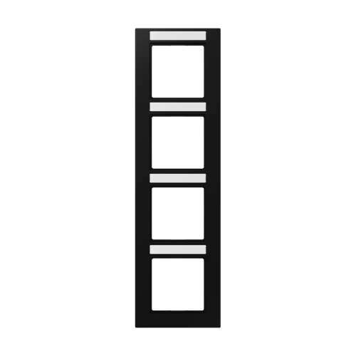 Рамка 4-місцева, з полем для напису, A 550, термопластичне лакування, матовий графітово-чорний, вертикальний монтаж