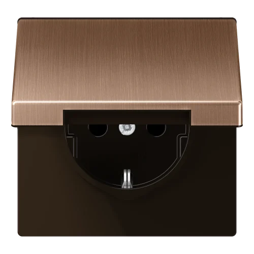 Розетка SCHUKO®, 16 A 250 V ~, Safety Plus, кришка на шарнірах, серія LS, матова бронза